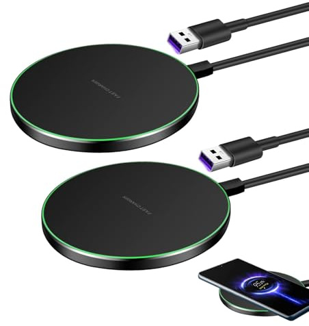Pack de 2 cargadores inductivos de 35 W, estación de carga inalámbrica Qi con función de carga rápida, cargador inalámbrico compatible con iPhone 17/16/15/14/13/12, Samsung Galaxy, Google Pixel para