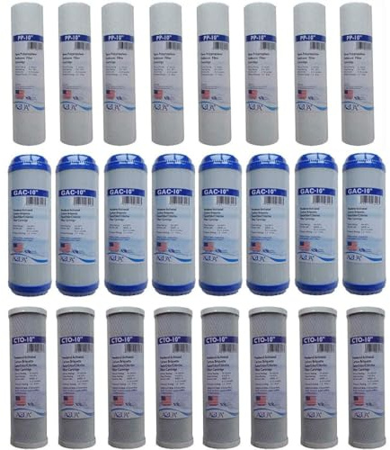 4 Years Supply (24 pcs) for 3 Stage Whole House Filtration System or Reverse Osmosis RO. Replacement Set of 3 filters: Sediment, GAC, CTO Carbon Block