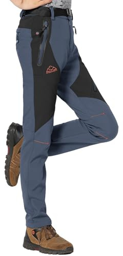 Rdruko Women's Ski Pants Waterproof Insulated Outdoor Hiking Winter Softshell Cold Weather Snow Pants(Cold Gray, US L)