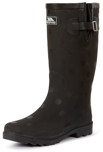 Trespass Womens Wellie Boots Elena - Full Length Printed, Calf Gusset with Adjustable Straps, Removable Insole, Durable Grip Sole, Textile Lining, Rubber Outsole