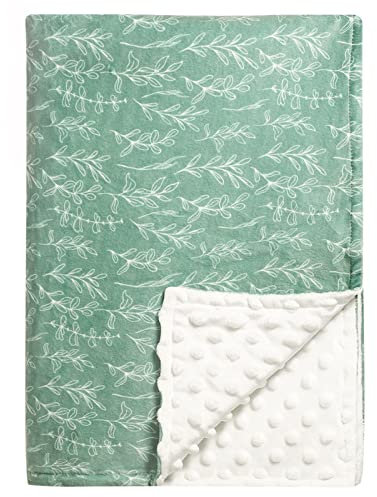 Green Sage Babydecke, Florale Minky Kleinkind Decke für Jungen Mädchen, Gepunktete Rückseite, doppellagig, Kinderbettdecke, für Kinderzimmer/Kinderwagen/Kleinkindbett/Autositz, 76,2 x 101,6 cm