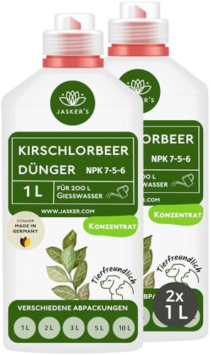 Kirschlorbeer Dünger flüssig 2 L - 100% Turbo Schnelldünger mit Guano - Füssigdünger Kirschlorbeer - Dünger portugiesischer Kirschlorbeer - Kirschlorbeerdünger für Lorbeerhecke