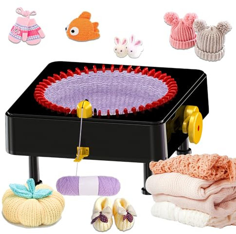 JAMIT Strickmaschine 48 Nadeln, Manuelle Strickmaschinen für Erwachsene und Anfänger, Strickwebstuhl Häkelmaschine Strickbrett Rotierende Double Smart Weaving Loom Maschine für Socken, Mütze, Schal