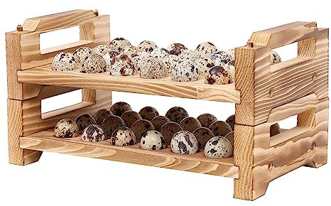 Support empilable en bois pour œufs de caille et de pigeon, plan de travail, cuisine de ferme, plateau de rangement pour œufs de caille et de pigeon, 48 emplacements, bois naturel, revêtement sans