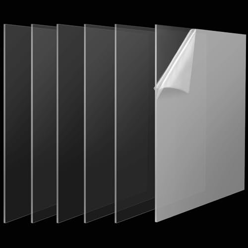 CHEUKYIU Set of 6 Plaques Acryliques Transparentes, Plaques Acrylique 30cm x 30cm épaisseur 3mm pour décorer, exposer, peindre et bricolage