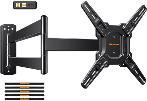 Perlegear Long Arm TV Wall Mount for 26-70 inch TVs up to 100 lbs, Corner TV Mount Bracket with 31.65” Extension, Swivel, Tilt Articulating Arms, Max VESA 400x400mm, Full Motion Wall Mount PGMF25B