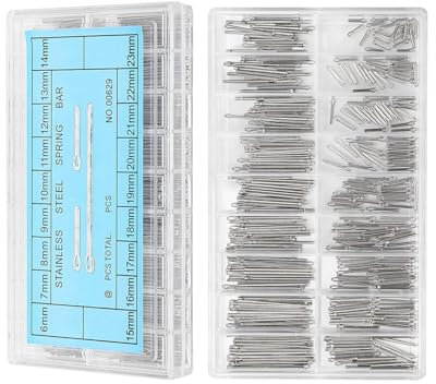 YOCDNOV 360 Stück Uhrenarmband-Stifte – Silberne Stifte für Edelstahl-Uhrenarmband-Stifte, Uhrenglieder-Splinte, Uhren-Reparatur-Werkzeuge (Silber: 6–23 mm)