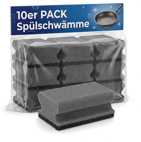 HOMELYN Spugne per lavello, 4 x 7 x 9 cm, grigio, a doppio strato, lato morbido e lato abrasivo, per pentole, padelle e stoviglie, utensili da cucina, spugna per la pulizia, spugna per la pulizia