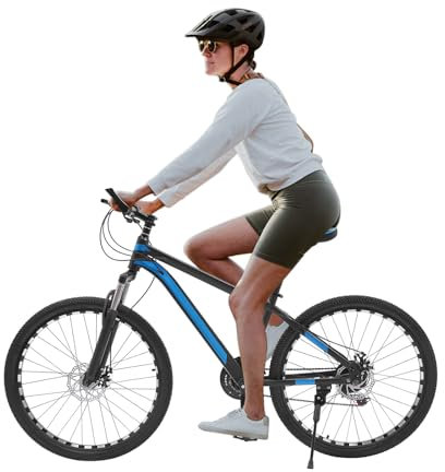 DOPBENT 26 Zoll Mountainbike,21 Gang Schaltung MTB Mountain mit Scheibenbremsen,Gabelfedferung,Höhenverstellbar,Fahrrad für Mädchen Jungen Herren und Damen ab 160-180cm (Schwarz,Blau)