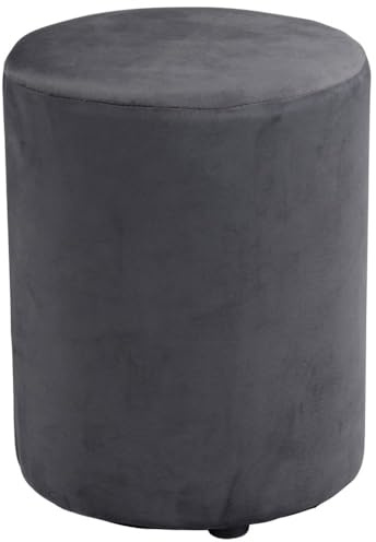 Arti Casa Pouf Round Velvet – Samt Hocker 28 x 36 cm – Fußhocker oder Sessel Schlafzimmer – Möbel für Schminktisch – Kompakter Stuhl Klein – Hocker Schminktisch - Grau