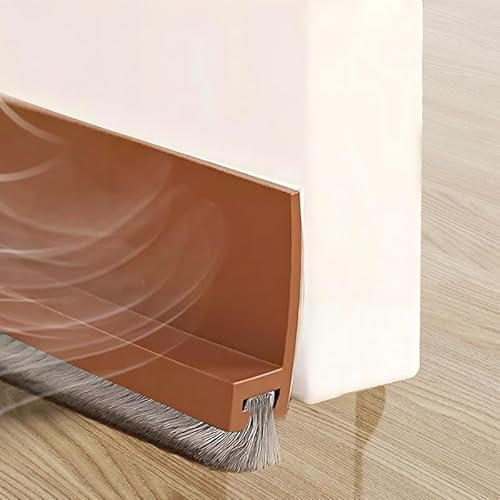 Cotensta Brown 100 cm Door Seal with Brush, 200 cm Length, 2 Pack