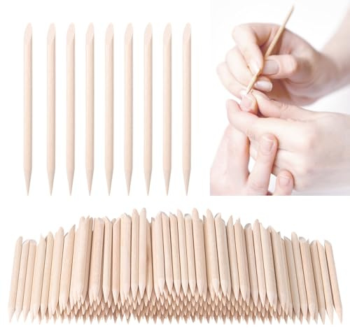 Mynoozi 200 PCS Wood Nail Sticks, Nail Orange Sticks, For Double Heads Multi Functional Cuticle Pusher Remover Nail Cleaning
