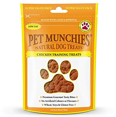 Pet Munchies Chicken Dog Training Treats, Grain Free Tasty Bites with Natural Real Meat, Low in Fat 150g (Pack of 8)