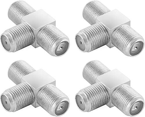 Poppstar 4x Sat TV Coax Verteiler T-Stück (3x F-Buchse) Antennen Splitter Adapter für Koaxialkabel, Antennenkabel, silbern