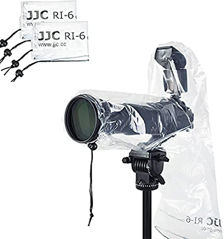 JJC Custodia antipioggia impermeabile per fotocamera Canon Nikon Sony DSLR con obiettivo fino a 18 di lunghezza e 7 di larghezza, protezione antipioggia per flash esterno a slitta (2 pezzi)