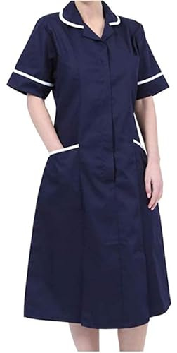 Skywear Ladies Healthcare Tunic Dress – Nurses Uniform Workwear for Women – Medical, Beauty, Dental, Therapist & Carers - Navy, Size 18