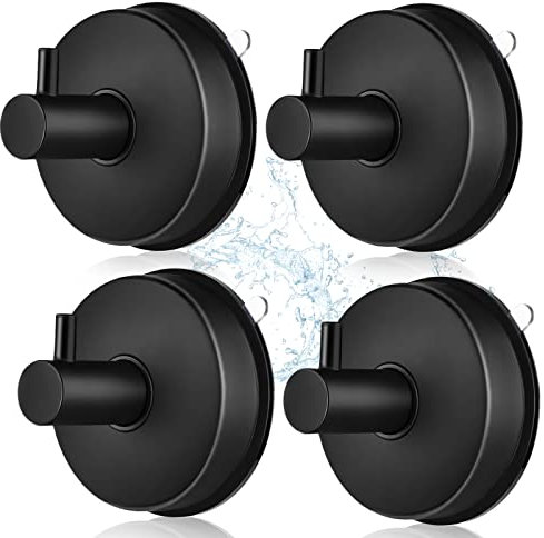 lalago Lot de 4 crochets à ventouse en acier inoxydable 304 pour fenêtre, étanche, sans perçage, capacité de charge 5 kg/PC, noir