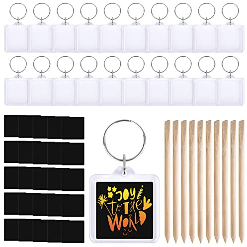 ASTARON 70 Pcs Scratch Art Key Ring Set for Party Bag Fillers and Craft Supplies， Includes 40 Pcs Scratch Rainbow Paper 20 Pcs Key Chain 10 Pcs Wooden Stylus