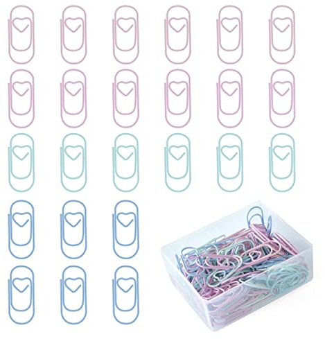 Vicloon Clip de Papel, 140 pcs Golden Paper Clips, con en Caja de Plástico, Clips Metálicos 20mm, para Oficina Escuela Hogar(Macarrones)