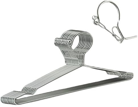Trrcylp Drahtbügel, 10 Stück, 11,3 kg, Tragfähigkeit, 4 mm, Edelstahl, schmal, dünn, strapazierfähig, Winddicht, Haken, Metall, Kleiderbügel, 42 cm, silberfarben