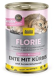 Florie Sensitiv Ente mit Kürbis | 6x400g | Premium Katzenfutter nass in Sauce | für ausgewachsene, Sensible Katzen | viel Frischfleisch | getreidefrei | geprüfte Qualität (KIN)
