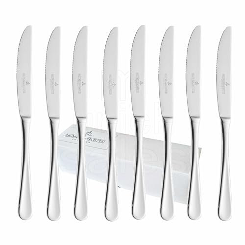 8 coltelli da menù della serie Casino 6142 di Picard & Wielpütz, singolarmente in cartone pieghevole bianco