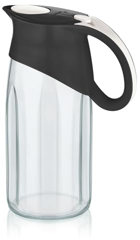 Best House Transparent Glass Strong Body Water Jug with Lid, Study Handle for Juice and Milk - 1450 ml, Ideal for Home and Office (Pack of 1) (Random Colour Send)