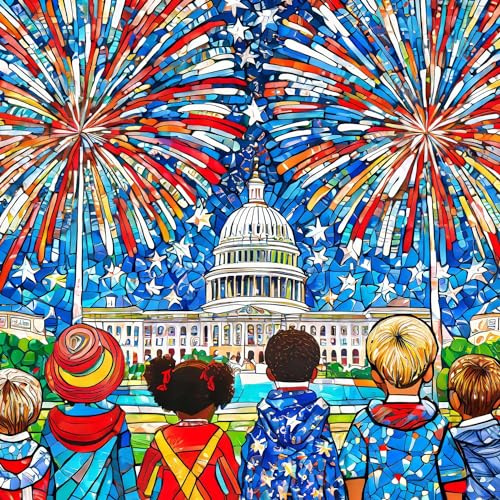 Springbok Summer Fireworks 500 Piece Jigsaw Puzzle for Adults - 4th of July Celebration - Unique Cut Pieces - Made in USA