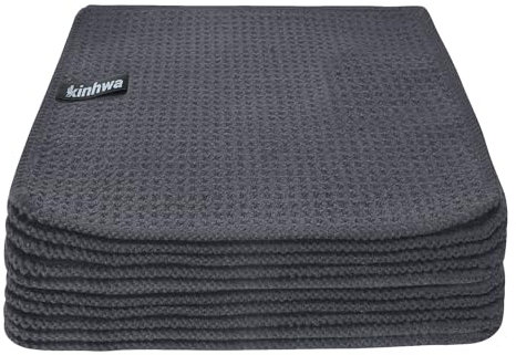 KinHwa Spüllappen Grau Spültuch Waffeltuch Mikrofasertuch waschbar Spültücher für Küche Dicke Putzlappen Fusselfrei 20cmx20cm 6 Stück