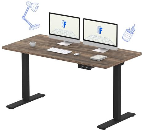 FLEXISPOT Höhenverstellbarer Schreibtisch 140x70 cm-mit 2 starken Motoren-Stabiler Schreibtisch Höhenverstellbar Elektrisch-Standing Desk mit Memory-Funktion(schwarz+braun)