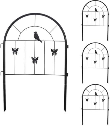 4 Palizzata in Metallo Recinzione Giardino, Recinzione per Cani, Barriera per Animali da Giardino, HxL: 70 x 188 cm, Design Bello Robusto e Affidabile Resistente