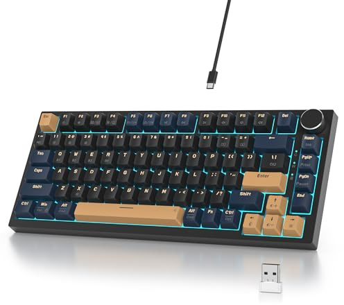 SbocKeeb Tastiera 75 Percento Meccanica Wireless,USB/Bluetooth/2.4G,Retroilluminata RGB, Creamy Keyboard TKL Tastiera Compatta da Gaming con Knob Hot-swap per PC,MAC Layout QWERTY americano