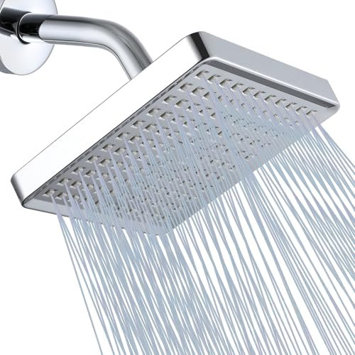 Soffione Doccia, Soffione Doccia a Pioggia ad Alta Pressione Quadrato, Design di Lusso di Qualità Premium, Sostituzione Regolabile e Facile da Pulire Per i Soffioni Doccia Del Tuo Bagno (Cromo, 15 cm)