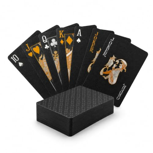 SWINILAYA Baraja de Póker - Naipes Black HD Impermeables y Resistentes - Tamaño Bridge con Índice Estándar - Ideal para Texas Hold'em, Blackjack, Magia y Juegos de Casino