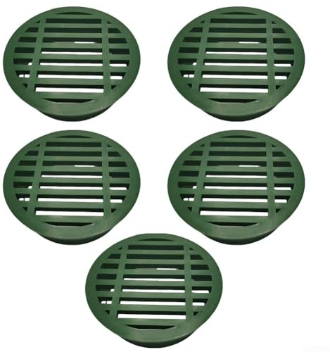 Cubierta de rejilla de drenaje plana redonda de 3 o 4 pulgadas, 5 piezas antiobstrucciones para exteriores, se adapta a salidas de drenaje de 3 y 4 pulgadas, para fregaderos, balcón, patio