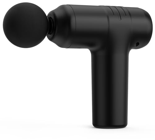 Pistola de Masaje Muscular Mini, Portátil Massage Gun con 30 Niveles de Velocidades, 4 Cabezales de Masaje, Pantalla LCD, Profesional Masajeador Eléctrico Para Relajación Muscular(Negro Mate)