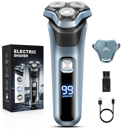 iWarmbase Electric Razor for Men, 3D Magnetic Electric Shavers for Men, IPX7 Waterproof Wet & Dry Mens Shaver with Pop-Up Trimmer, Ideal Gifts Long Battery Life USB-C Charging