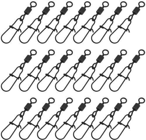 BESPORTBLE 40 Émerillons de Pêche à Agrafe en Alliage avec Mousquetons Pivotants à Ressort, Connecteurs Robustes pour Leurres, Fixation Rapide, Lot de 40 Pièces pour Pêche en Mer et Eau