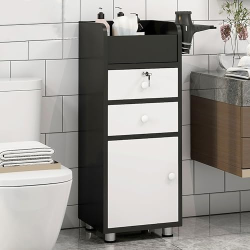 Armoire de rangement de salle de bain, armoire d'angle de ferme avec porte et étagères, support étroit pour papier toilette, organisateur de salle de bain peu encombrant