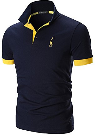 YCUEUST Hommes Cotton Basic Manche Courte Casual Polo Tennis Golf Poloshirt Bleu 4XL