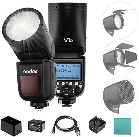 Godox V1C Professional Camera Flash Speedlite Speedlight Round Head Wireless 2.4G for Canon EOS Series 1500D 3000D 5D Mark lll 5D Mark ll for Wedding Portrait Studio Photography