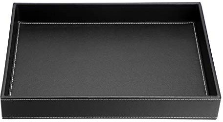 SUMNACON Desktop Organizer Tray Leather PU Tray Bath Bathroom Vanity Tray Organizer (Black)