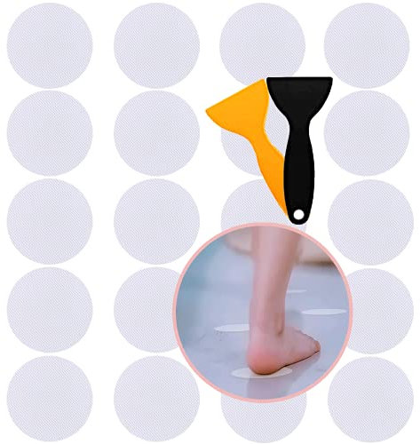 CCLKHY 20 Pcs Non Slip Bathtub Stickers, Round Non Slip Stickers, Shower Stickers, Transparent Self-Adhesive Non-Slip Strips Stickers for Bath Tub, Stairs, Shower Room, Slippery Surfaces