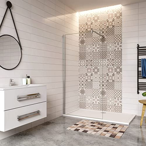 120x200 cm Doccia Walk In Parete Fissa Vetro Temperato da 10 mm Trasparente Anticalcare Barra Stabilizzatrice 140 cm Tagliabile Cromo Lucido