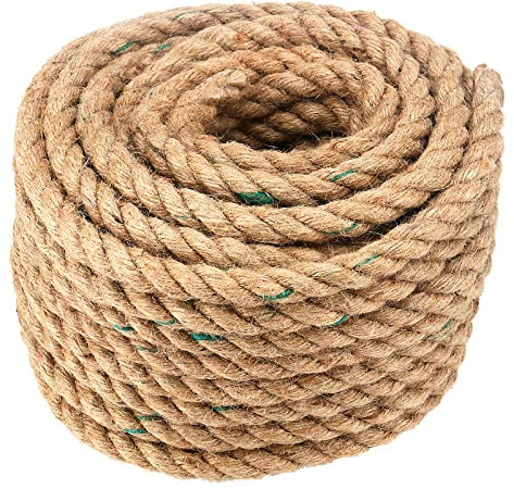 SINJEUN 12MM Cuerda de Yute Gruesa, 30M Cuerda de Manila Trenzada, Cuerda de Yute, Cuerda de Cáñamo, Cuerda de Sisal para Manualidades, jardinería, Bricolaje, decoración del hogar.