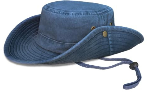 TOSKATOK UPF 50 Unisex safari outback australisk buskhatt med brett brätte, avtagbar hakrem, tryckknappar på sidan och ventilationsspår, av bomull