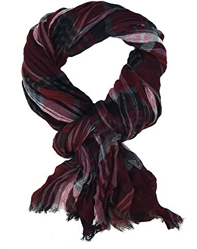 Ella Jonte Écharpe rayée en viscose pour homme Bleu/noir/rouge ou gris, rouge, taille unique