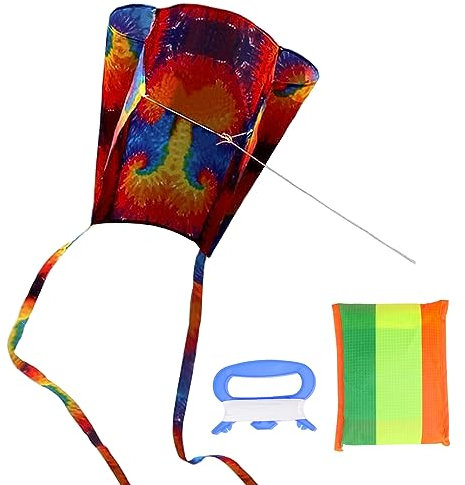 VIKY® Drachen Kinder, Bunter Flugdrachen Kinder, Pocket Kite Medium, Einleiner Drachen Flugspielzeug Outdoor mit 30m Drachenschnur und Streifenschwänze, Lenkdrachen für Anfänger Kinder und Erwachsene