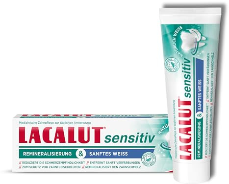 LACALUT Sensitiv Remineralisierung & sanftes Weiss, reduziert die Schmerzempfindlichkeit, entfernt sanft Verfärbungen, remineralisiert den Zahnschmelz, 1x 75 ml