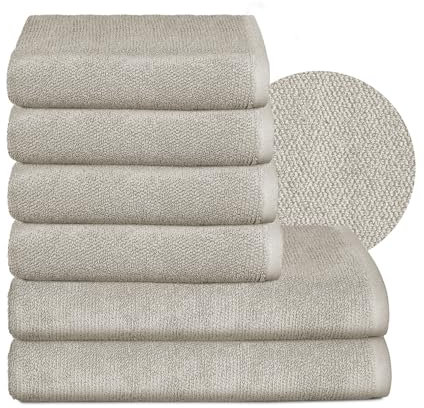BEAUTEX Handtuch-Set Premium Frottier Sets Made in Europe, 100% Baumwolle 550g/m², Oeko-TEX Zertifiziert (Set: 4 Hand-, 2 Badetücher in Sandgrau)